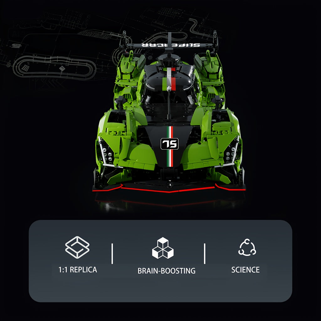 1:8 Scale 3200pcs Collectible Le Mans Supercar Building Block Gift Set, Assembly Model, Easy to Assemble, Simple Difficulty, Birthday Gift, Anniversary Gift, Suitable for Room Decoration