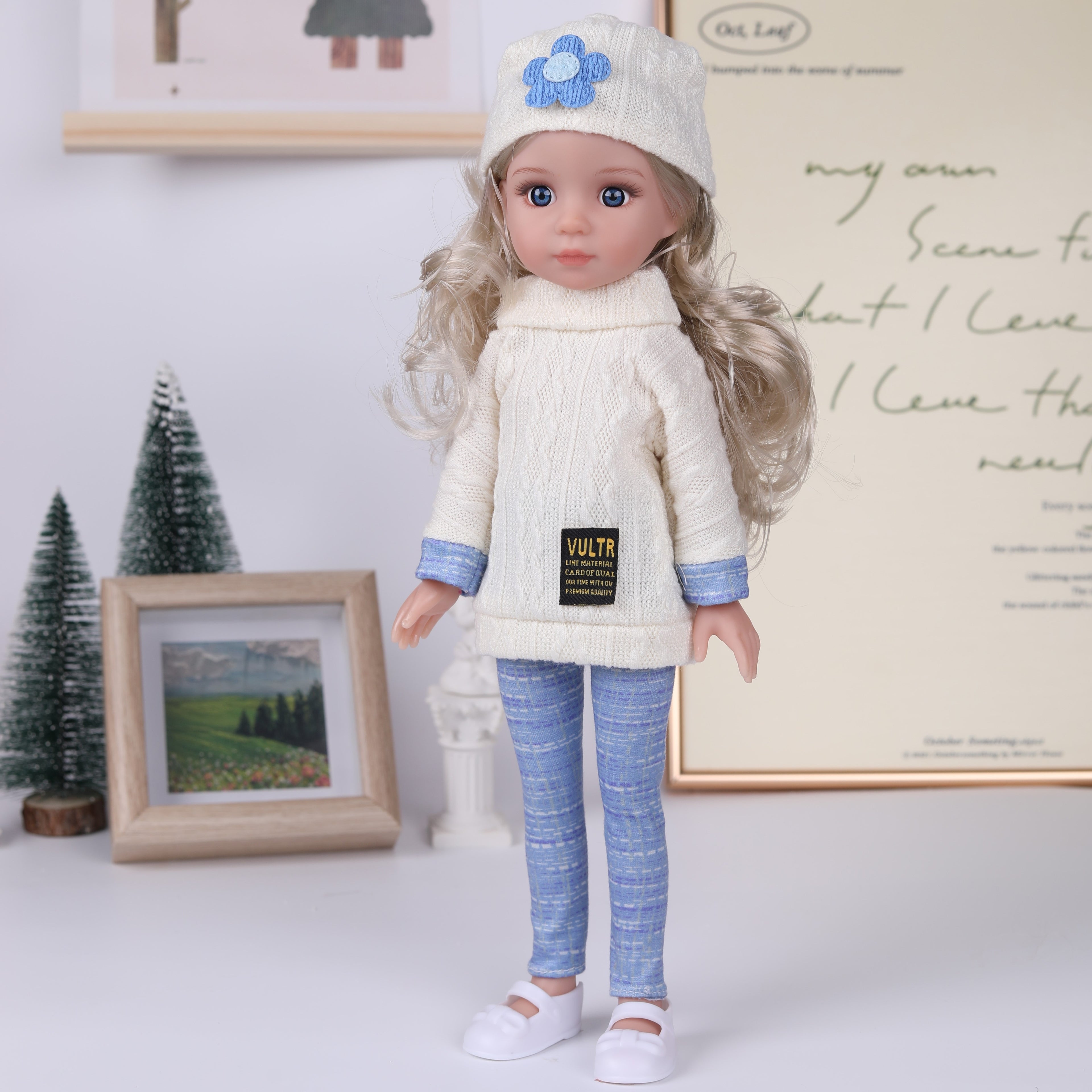14-inch Fashion Girl Doll in Winter Outfit, Cute Styling Doll Toy, Christmas Gift for Friends and Children, Collectible Doll for Doll Enthusiasts