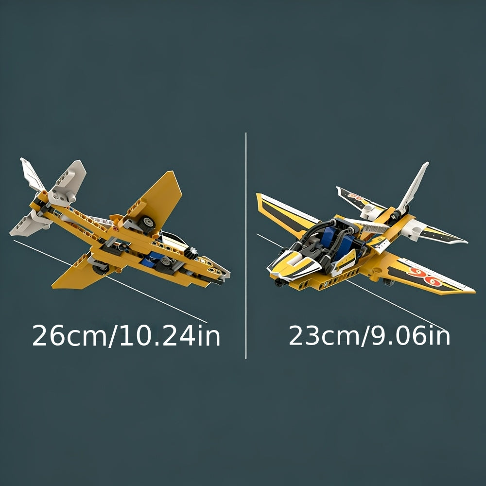 Mechanical Aircraft Building Blocks Model - STEM Educational Suitable for Aircraft Enthusiasts, Collectible Jet Plane with Yellow Color, Building System for &, Gift for & Hobbyists