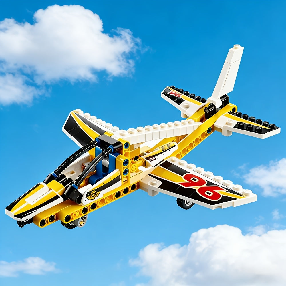 Mechanical Aircraft Building Blocks Model - STEM Educational Suitable for Aircraft Enthusiasts, Collectible Jet Plane with Yellow Color, Building System for &, Gift for & Hobbyists