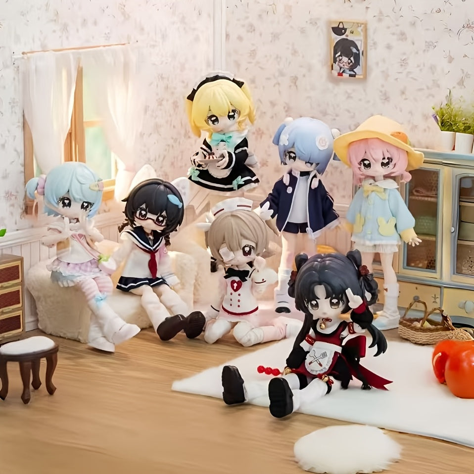 Cute Anime Girl Figure - Chibi Resin Statue Suitable for \u002F Desktop Decor, Soft Collectible Gift for Animation Lovers, Resin for Shelf Decoration, Chibi-Themed Room Ornament for Home or Office