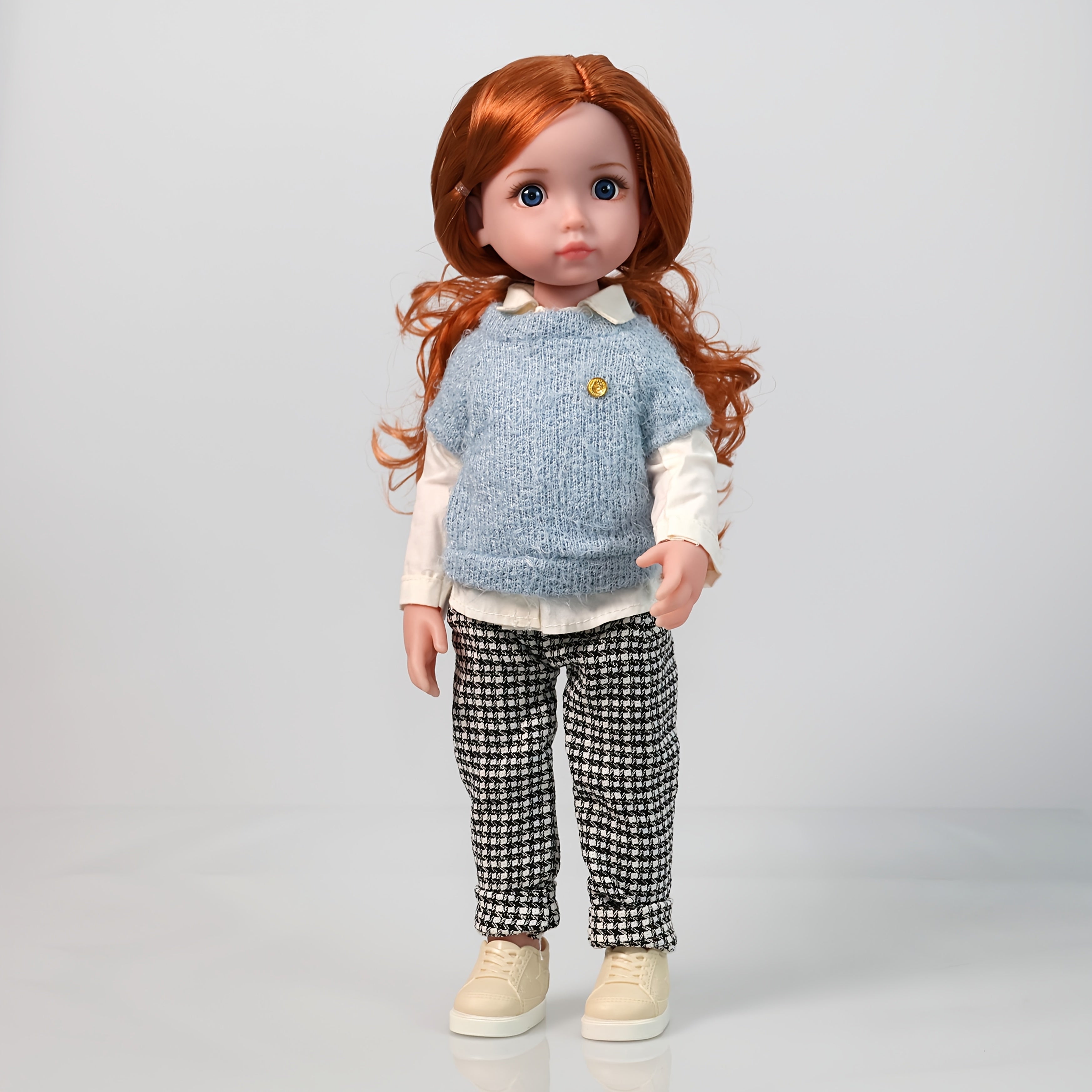 AKODEERD Girl Doll 15-Inch Anime Compatible Poseable Doll with Realistic Body, Movable Limbs & Outfit - Collectible Figure Suitable for Christmas Gifts, for Friends, for Display (Full Clothes & Shoes Included)