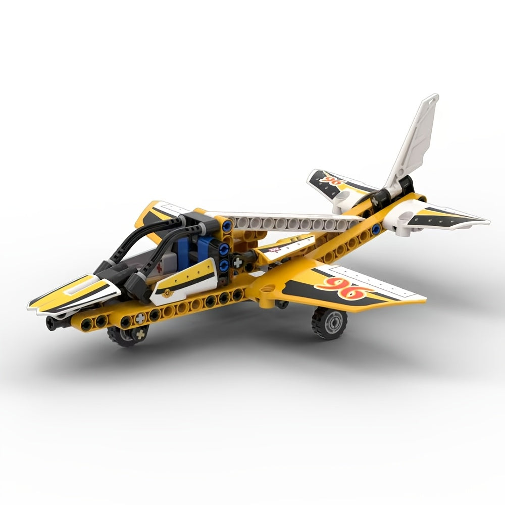 Mechanical Aircraft Building Blocks Model - STEM Educational Suitable for Aircraft Enthusiasts, Collectible Jet Plane with Yellow Color, Building System for &, Gift for & Hobbyists