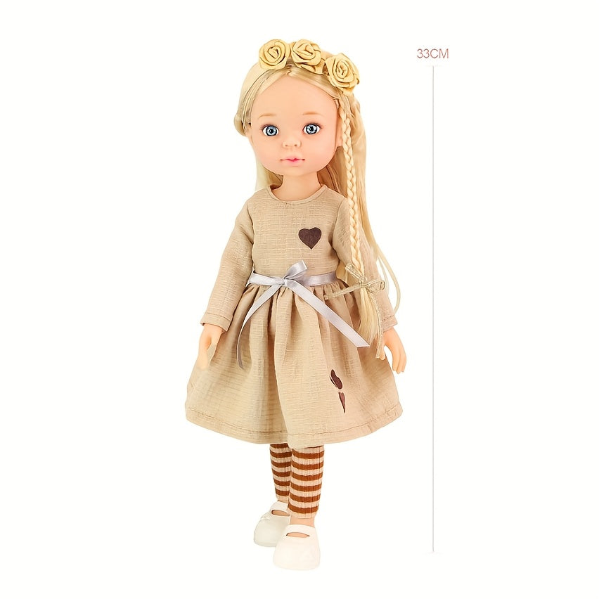 33 CM\u002F13 Inch Girl Doll with Adorable Makeup, Complete Vinyl Body, Soft And Smooth Skin, Dressed in Fashionable Attire - Perfect Gift for Friends This Christmas