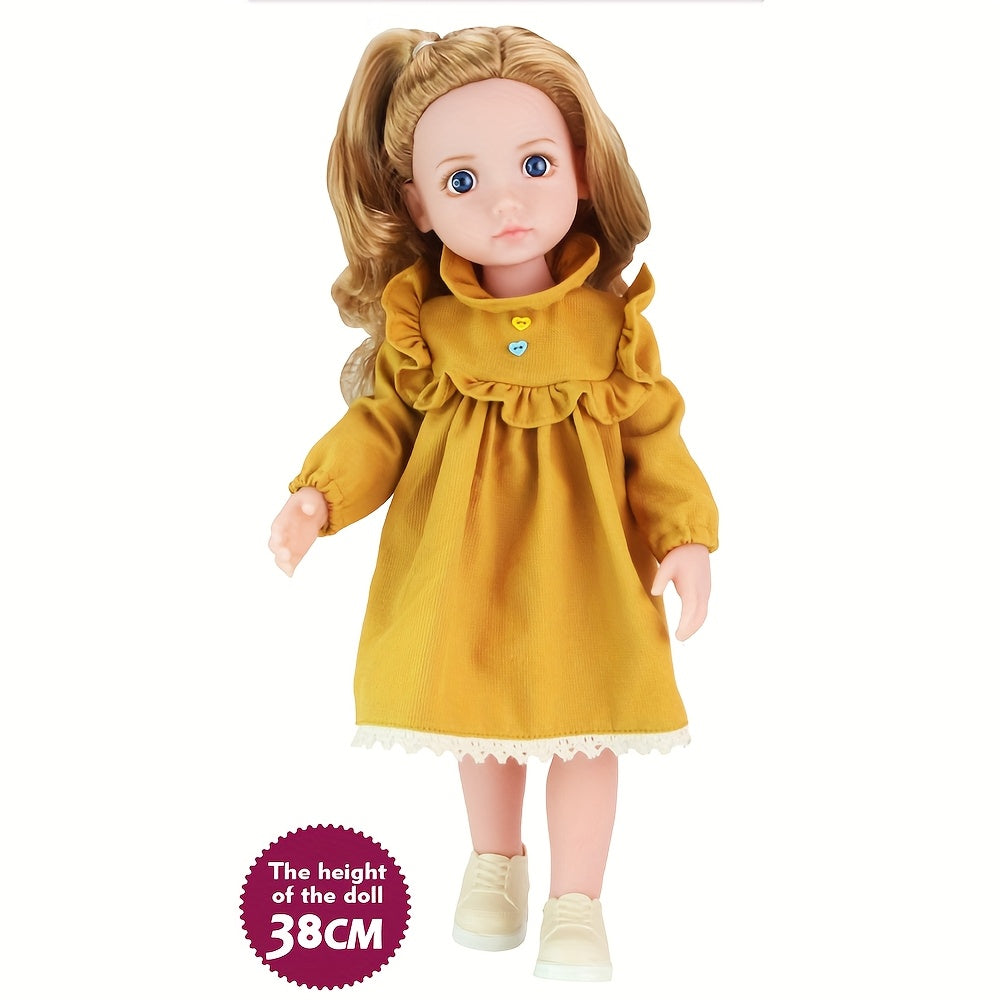 AKODEERD Girl Doll 15-Inch Anime Compatible Poseable Doll with Realistic Body, Movable Limbs & Outfit - Collectible Figure Suitable for Christmas Gifts, for Friends, for Display (Full Clothes & Shoes Included)