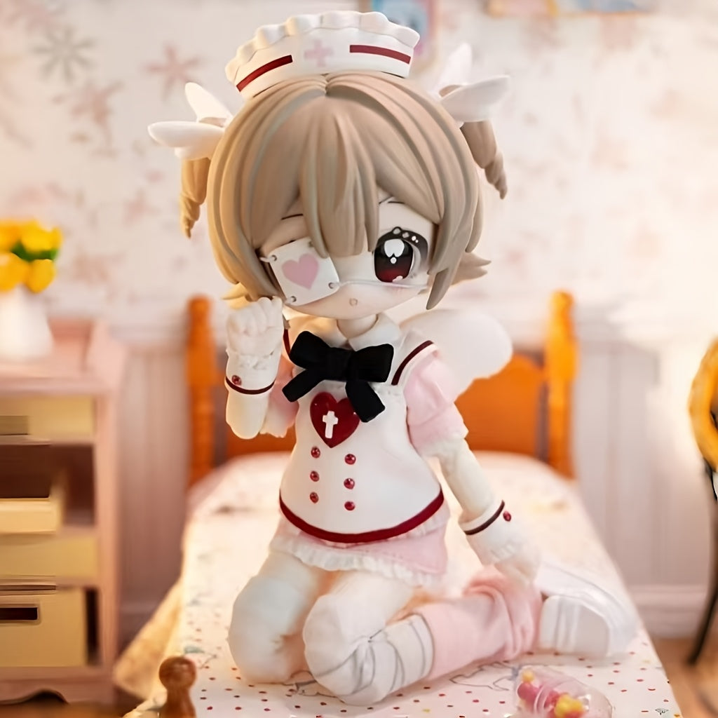 Cute Anime Girl Figure - Chibi Resin Statue Suitable for \u002F Desktop Decor, Soft Collectible Gift for Animation Lovers, Resin for Shelf Decoration, Chibi-Themed Room Ornament for Home or Office