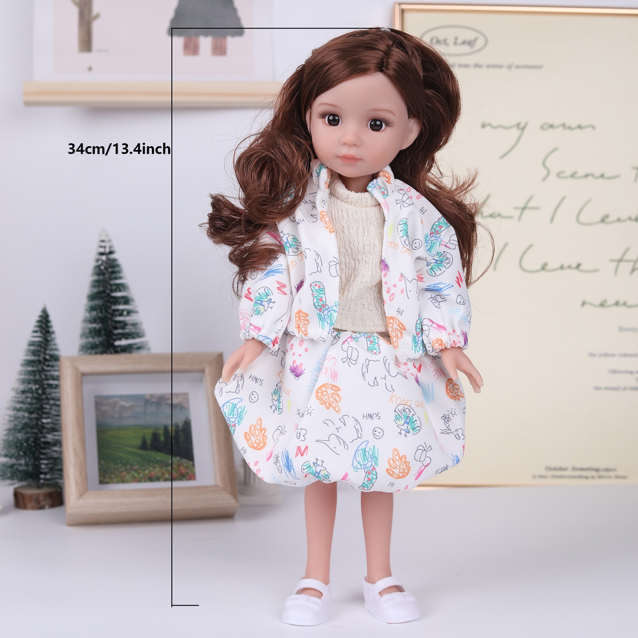 14-inch Fashion Girl Doll in Winter Outfit, Cute Styling Doll Toy, Christmas Gift for Friends and Children, Collectible Doll for Doll Enthusiasts