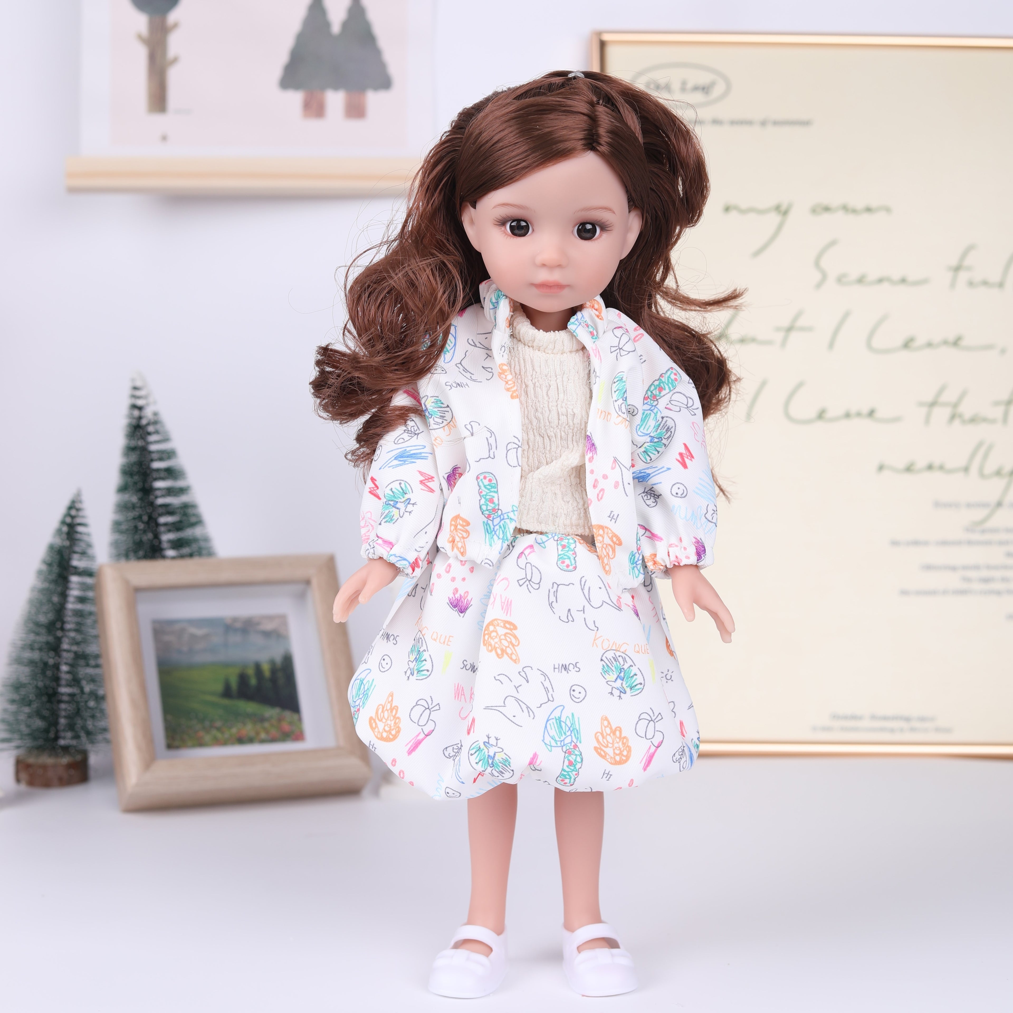 14-inch Fashion Girl Doll in Winter Outfit, Cute Styling Doll Toy, Christmas Gift for Friends and Children, Collectible Doll for Doll Enthusiasts