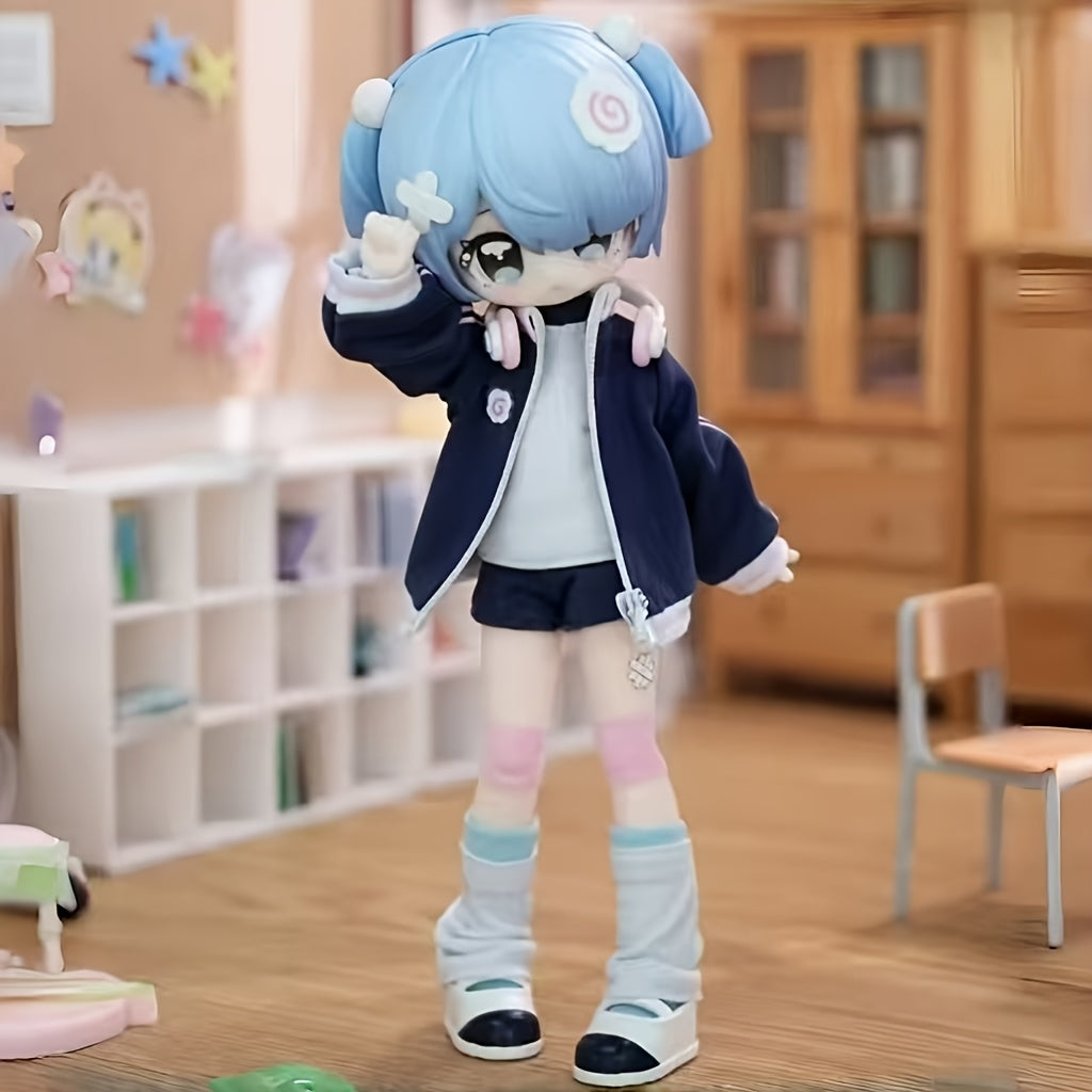 Cute Anime Girl Figure - Chibi Resin Statue Suitable for \u002F Desktop Decor, Soft Collectible Gift for Animation Lovers, Resin for Shelf Decoration, Chibi-Themed Room Ornament for Home or Office