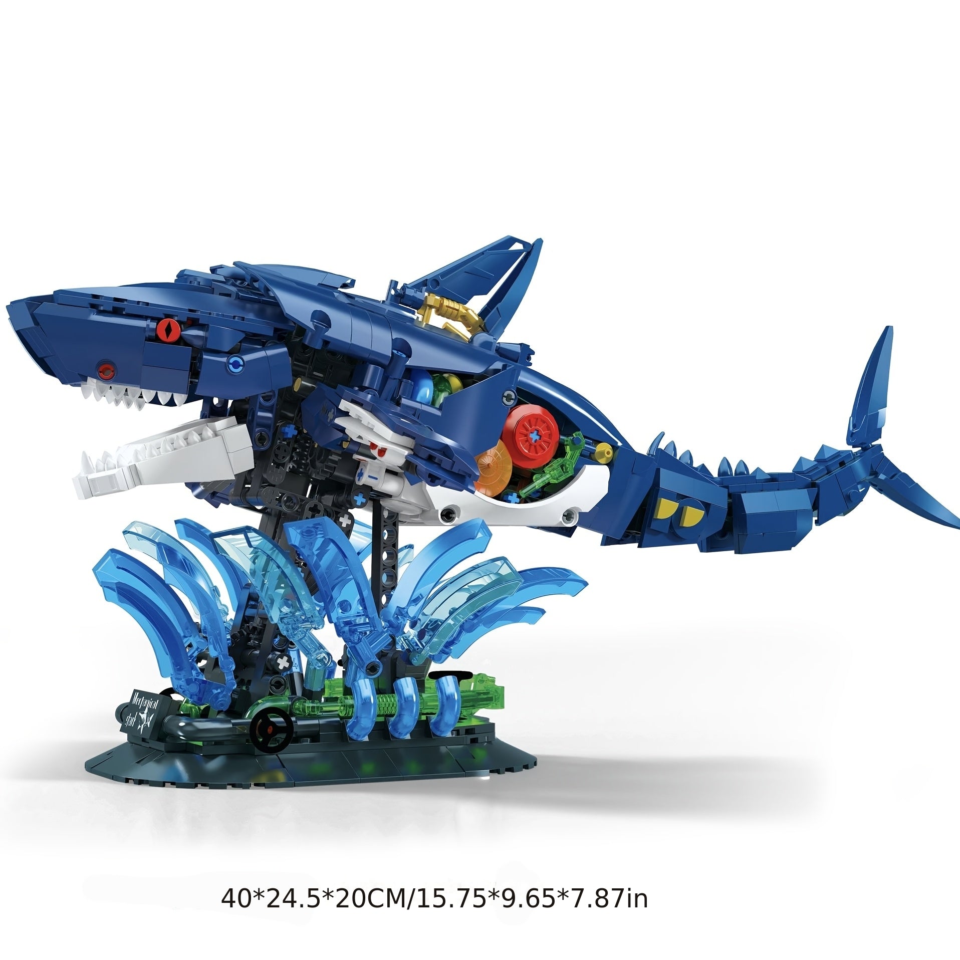 1096pcs+ Mechanical Shark Building Blocks Toy Suitable for Adults, 1:1 Scale Linkage Model with Moving Parts, 3D Puzzle Construction Set for Home\u002FOffice Decor, Birthday\u002FChristmas Gift, Moving Mechanism Model Building Blocks