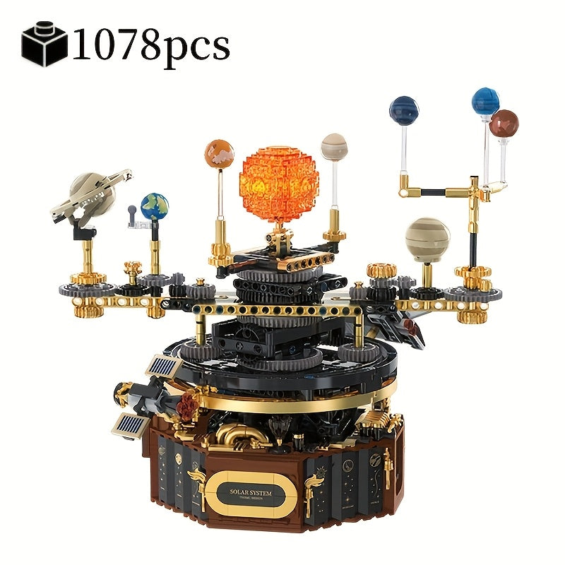 1078pcs -Scale Solar System Model Building with Rotating Universe Base & Solar-Earth Centerpiece - Educational Toy Suitable for Adults,, Birthday Gifts, Astronomy Collections, Space Display for Or