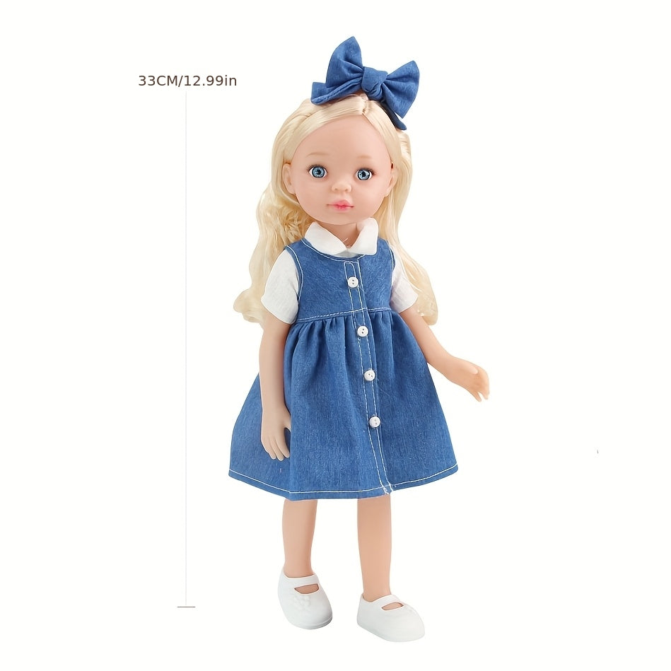 33 CM\u002F13 Inch Girl Doll with Adorable Makeup, Complete Vinyl Body, Soft And Smooth Skin, Dressed in Fashionable Attire - Perfect Gift for Friends This Christmas