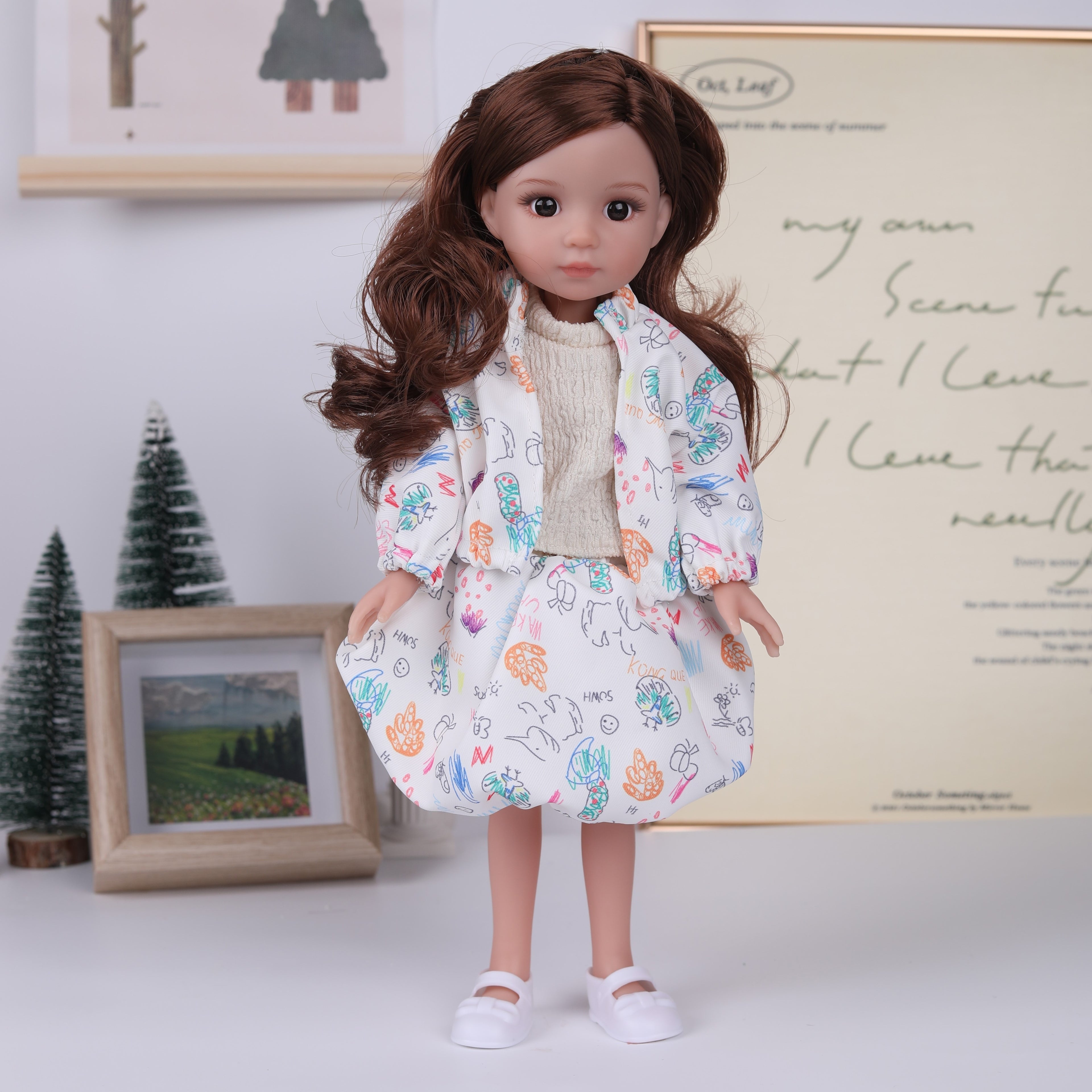 14-inch Fashion Girl Doll in Winter Outfit, Cute Styling Doll Toy, Christmas Gift for Friends and Children, Collectible Doll for Doll Enthusiasts