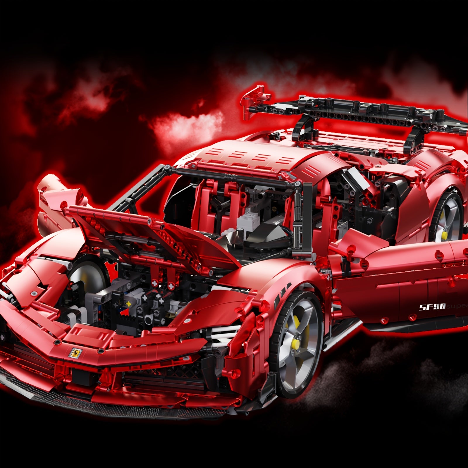 2026 New Model 3568pcs 1:8 SF90 Red Car Building Block Toy, Featuring a Cool Metallic Sheen And a Tech-Inspired Design, Perfect for Enthusiasts' Collections. Easy to Assemble And Operate