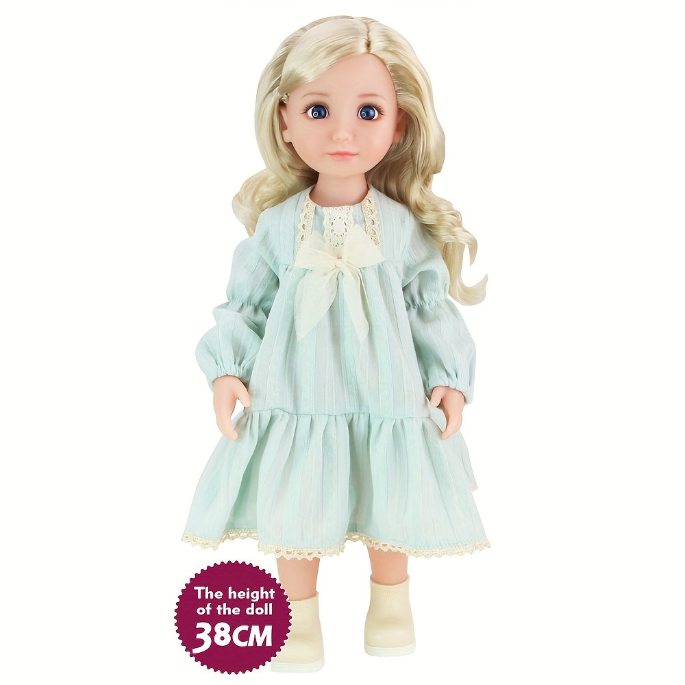 AKODEERD Girl Doll 15-Inch Anime Compatible Poseable Doll with Realistic Body, Movable Limbs & Outfit - Collectible Figure Suitable for Christmas Gifts, for Friends, for Display (Full Clothes & Shoes Included)