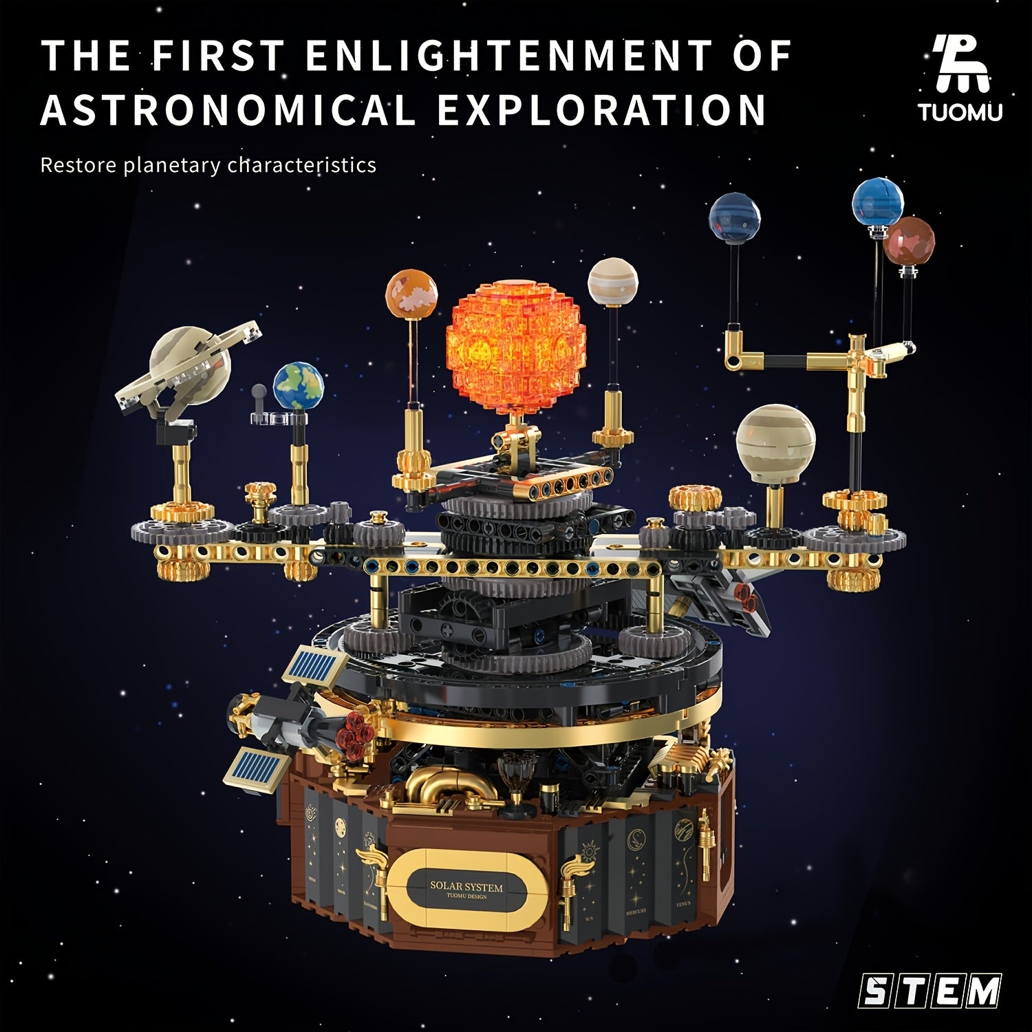 1078pcs -Scale Solar System Model Building with Rotating Universe Base & Solar-Earth Centerpiece - Educational Toy Suitable for Adults,, Birthday Gifts, Astronomy Collections, Space Display for Or