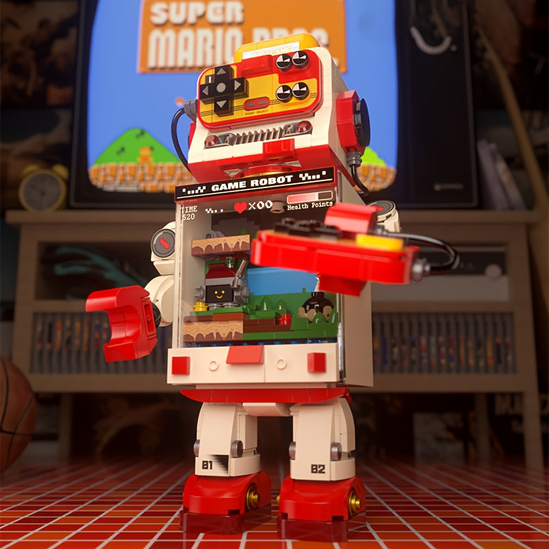 Creative Building Blocks Toy Mr. Christmas Bunny\u002FTransparent Rabbit Robot Assembly Model\u002FPerfect Holiday Gift for Halloween and Christmas