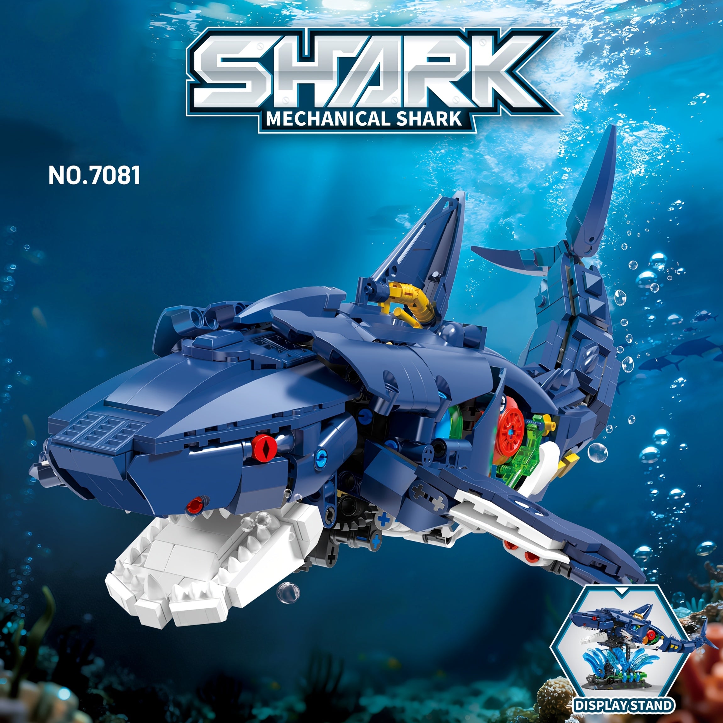1096pcs+ Mechanical Shark Building Blocks Toy Suitable for Adults, 1:1 Scale Linkage Model with Moving Parts, 3D Puzzle Construction Set for Home\u002FOffice Decor, Birthday\u002FChristmas Gift, Moving Mechanism Model Building Blocks