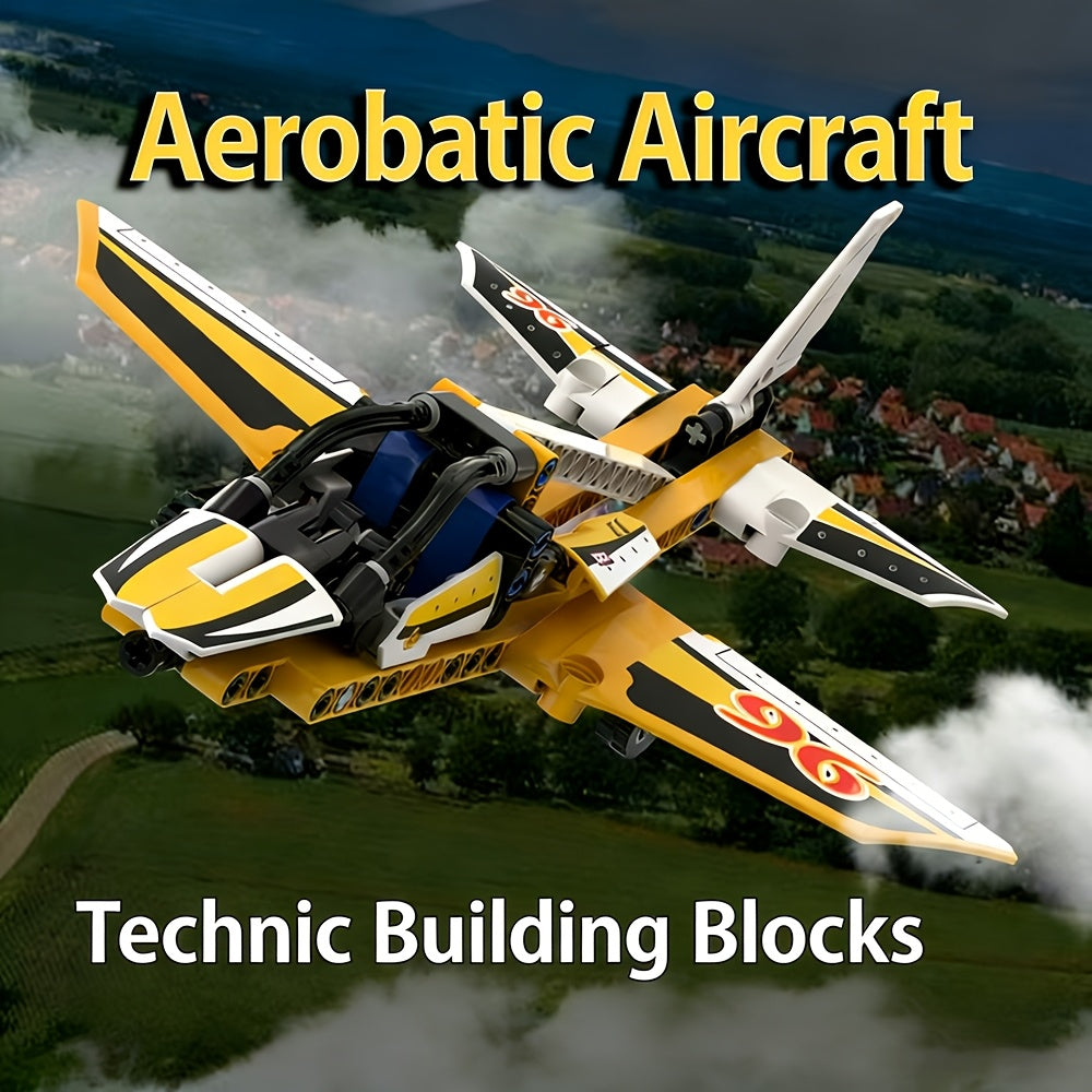 Mechanical Aircraft Building Blocks Model - STEM Educational Suitable for Aircraft Enthusiasts, Collectible Jet Plane with Yellow Color, Building System for &, Gift for & Hobbyists