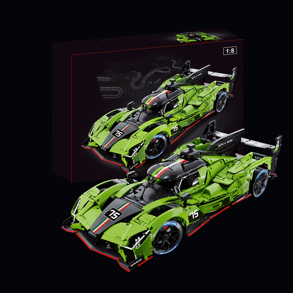 1:8 Scale 3200pcs Collectible Le Mans Supercar Building Block Gift Set, Assembly Model, Easy to Assemble, Simple Difficulty, Birthday Gift, Anniversary Gift, Suitable for Room Decoration