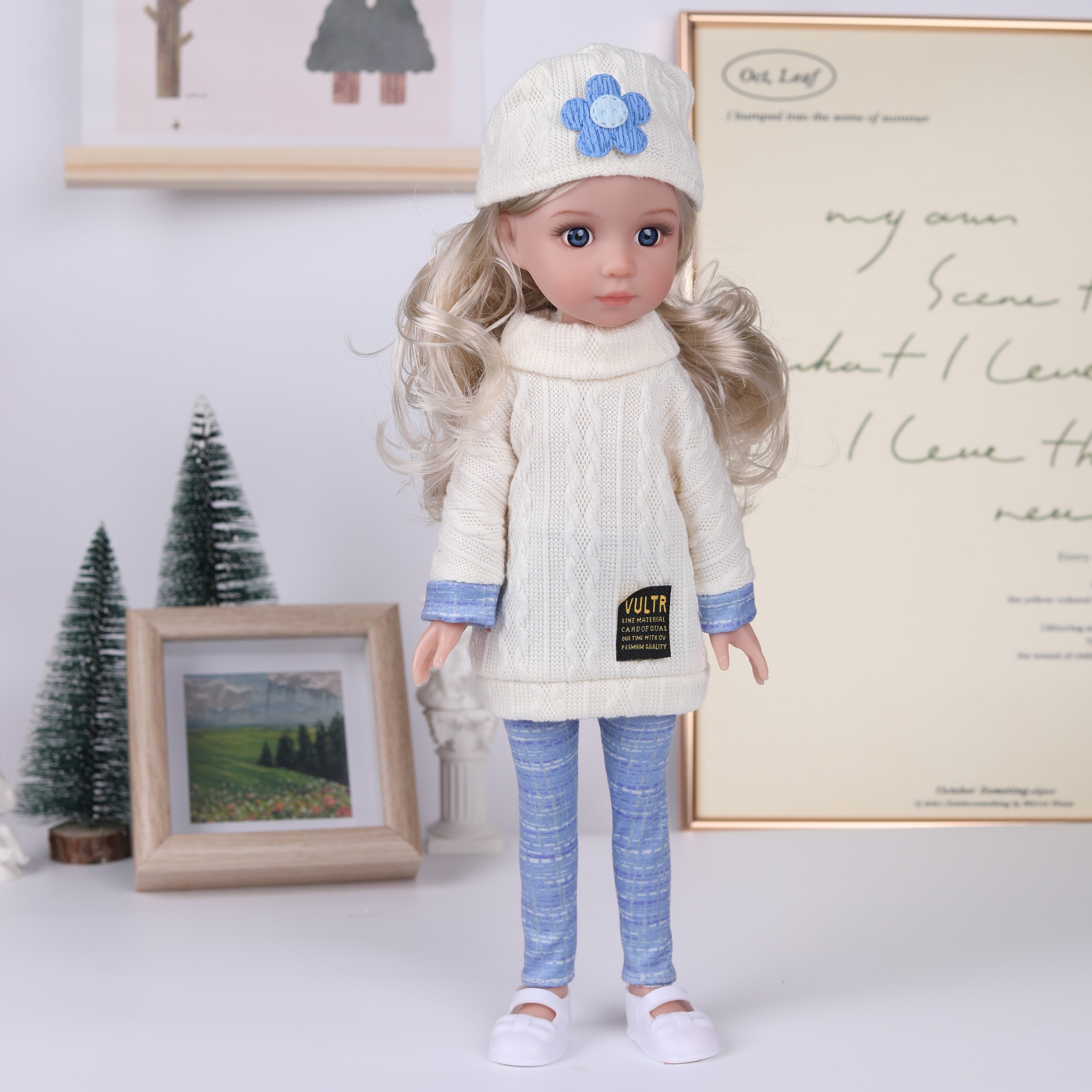 14-inch Fashion Girl Doll in Winter Outfit, Cute Styling Doll Toy, Christmas Gift for Friends and Children, Collectible Doll for Doll Enthusiasts