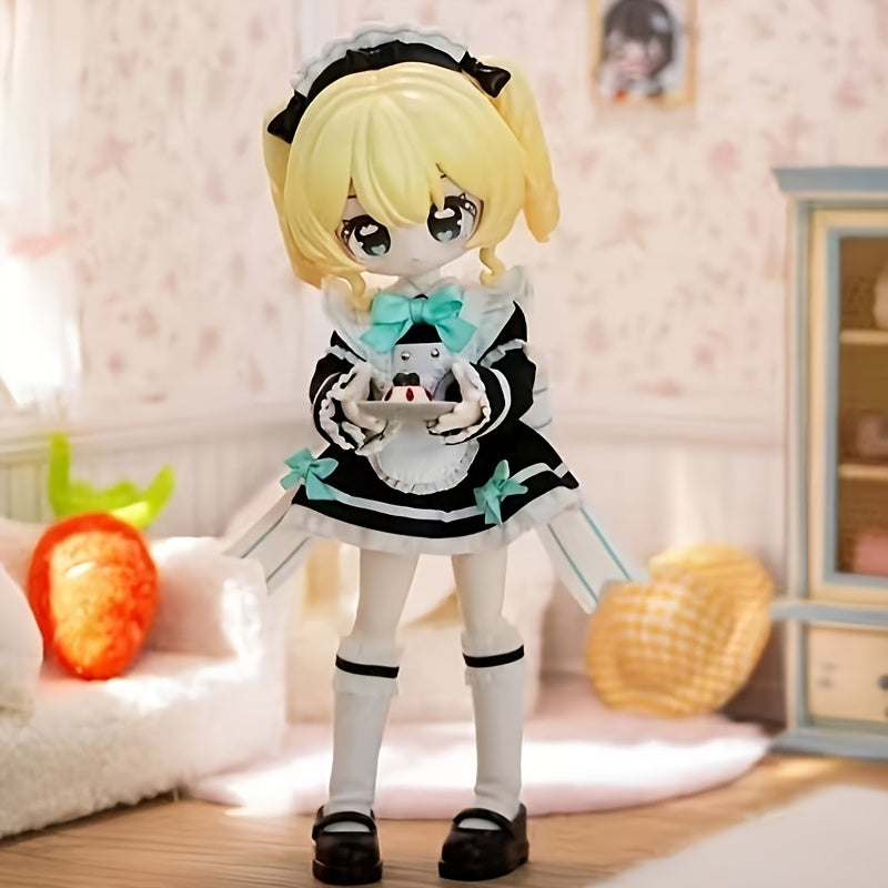 Cute Anime Girl Figure - Chibi Resin Statue Suitable for \u002F Desktop Decor, Soft Collectible Gift for Animation Lovers, Resin for Shelf Decoration, Chibi-Themed Room Ornament for Home or Office