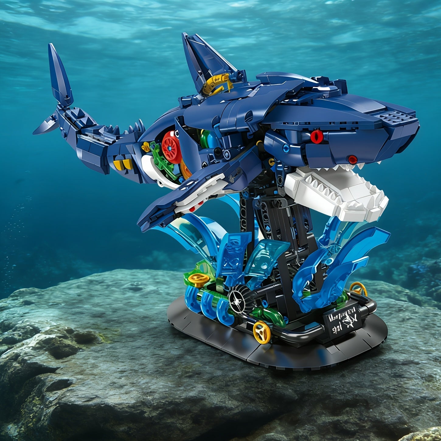 1096pcs+ Mechanical Shark Building Blocks Toy Suitable for Adults, 1:1 Scale Linkage Model with Moving Parts, 3D Puzzle Construction Set for Home\u002FOffice Decor, Birthday\u002FChristmas Gift, Moving Mechanism Model Building Blocks