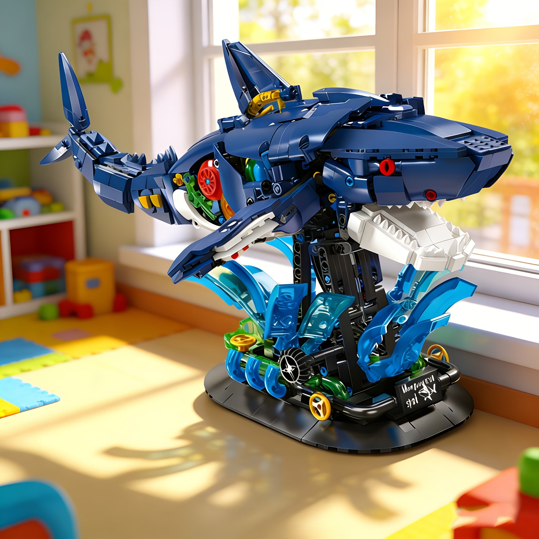 1096pcs+ Mechanical Shark Building Blocks Toy Suitable for Adults, 1:1 Scale Linkage Model with Moving Parts, 3D Puzzle Construction Set for Home\u002FOffice Decor, Birthday\u002FChristmas Gift, Moving Mechanism Model Building Blocks